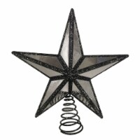 Holiday Home 10.5 In Mirrored Star black Glitter Tree Topper Perspective: Main