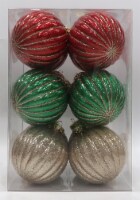 Holiday Home Red/Green/Gold 100mm Shatterproof Christmas Ornament Set Perspective: Main