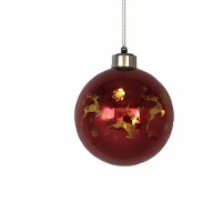 Holiday Home Red Ball with Reindeer Christmas Ornament