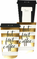 Holiday Home But First Coffee Gift Card Holder - Gold/White/Black Perspective: Main