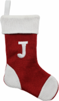Holiday Home® Letter J Stocking Gift Card Holder - Red/White Perspective: Main