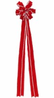 Holiday Home® Velvet and Chenille Tree Topper Bow - Red/White Perspective: Main