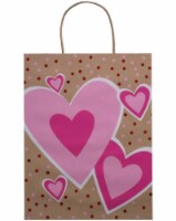 Holiday Home® Hearts and Polka Dots Valentine's Day Craft Gift Bag - Pink/Brown Perspective: Main