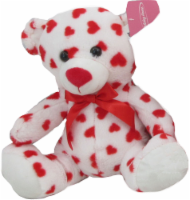 Holiday Home™ Plush Heart Bear with Bow - White/Red Perspective: Main