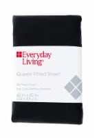 Everyday Living® Cotton/Polyester 200 Thread Count Fitted Sheet - Jet Black Perspective: Main