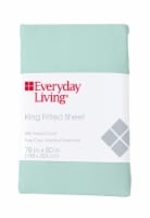 Everyday Living 200 Thread Count Cotton/Polyester Fitted Sheet - Bleached Aqua Perspective: Main