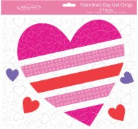 Holiday Home® Striped Heart Valentine's Gel Clings - 9 Pieces Perspective: Main