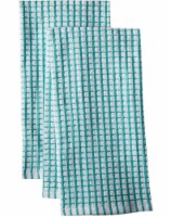Everyday Living Coordinate Woven Kitchen Towels - Teal/White Perspective: Main