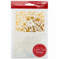 Holiday Home 2 CT White & Gold Holly Gift Card Holder Perspective: Main