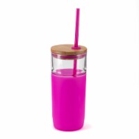 HD Designs Outdoors Glass Bottle with Bamboo Lid and Tritan Straw - Festival Fuchsia Perspective: Main