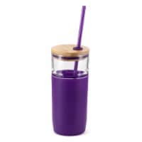HD Designs Outdoors Glass Bottle with Bamboo Lid and Tritan Straw - Imperial Purple Perspective: Main