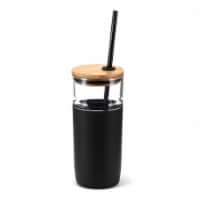 HD Designs Outdoors Glass Bottle with Bamboo Lid and Tritan Straw - Jet Black Perspective: Main