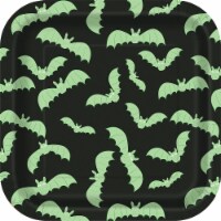 Holiday Home Batting Around Square Lunch Plates - Black/Green Perspective: Main