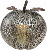 HD Designs Metal Pumpkin with LED Light Decor - Antiqued Silver Perspective: Main