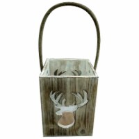 HD Designs Holiday Deer Cut-Out Square Wood Candle Holder - Natural Perspective: Main