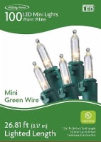 Holiday Home Indoor Outdoor 100 Green Wire LED Mini Christmas Lights - Warm White Perspective: Main