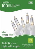Holiday Home Indoor Outdoor 100 White Wire LED Mini Christmas Lights - Warm White Perspective: Main