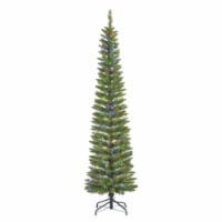 Holiday Home Woodstock Pencil Christmas Tree with Multicolored Fairy Lights Perspective: Main