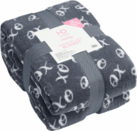 HD Designs® Holiday Valentine XOXO Microplush Blanket - Gray/White Perspective: Main