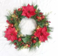 Holiday Home 24 in LED Poinsettia Wreath Perspective: Main