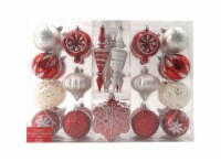 Holiday Home Shatterproof Christmas Ornament Set - Red/Silver/White