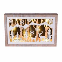 Holiday Home Illuminated Wood Forest Frame Decor Perspective: Main