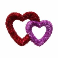 Holiday Home Tinsel Double Heart Wreath - Red/Pink Perspective: Main