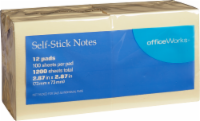 Office Works® Self-Stick Notes - 100 Sheets - 12 Pack - Yellow Perspective: Main