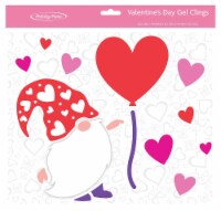 Holiday Home Gnome with Heart Balloon Gel Cling Perspective: Main
