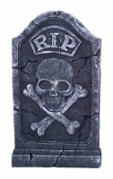 Holiday Home Lighted LED Skull and Crossbones Tombstone Perspective: Main