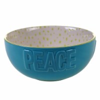 Holiday Home Peace Ceramic Cereal Bowl - Blue/Green Perspective: Main