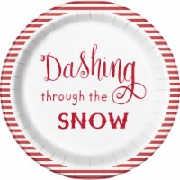 Holiday Home Traditional Paper Plates - 8 Pack - White/Red Perspective: Main