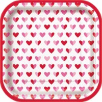 Holiday Home Valentine’s Day Hearts Disposable Lunch Plates - 8 Pack Perspective: Main
