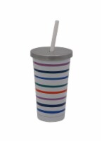 HD Designs Outdoors Double Wall Stainless Steel Tumbler with Straw - Stripe Perspective: Main