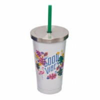 HD Designs Outdoors Stainless Steel Tumbler with Straw - Good Vibes Perspective: Main