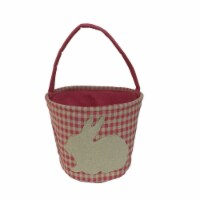 Holiday Home Gingham Bunny Easter Basket - Pink/White Perspective: Main