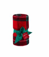 Holiday Home® Holly Berry Plaid Microplush Throw Blanket - Tango Red Perspective: Main
