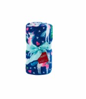 Holiday Home® Unicorn Helpers Microplush Throw Blanket - Olympian Blue Perspective: Main
