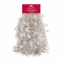 Holiday Home® Silver Snowflake Tinsel Garland Perspective: Main