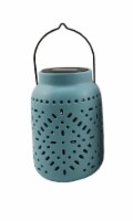 Holiday Home Solar Ceramic Lantern - Blue Perspective: Main