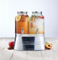 HD Designs Outdoors Double Drink Dispenser with Galvanized Stand - Clear/Silver Perspective: Main