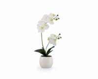 HD Designs Artificial Orchid with Ceramic Vase - White Perspective: Main