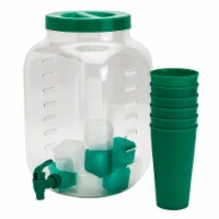 HD Designs Outdoors Acrylic Beverage Dispenser with Cups & Ice Cubes - Teal