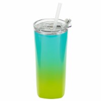 HD Designs Outdoors Double Wall Vacuum Stainless Steel Tumbler - Blue/Green Perspective: Main