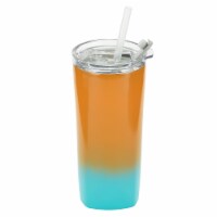 HD Designs Outdoors Double Wall Vacuum Stainless Steel Tumbler - Orange/Blue Perspective: Main