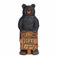 The Joy of Gardening Welcome Relax Enjoy Bear Statue Perspective: Main