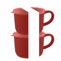 HD Designs Outdoors Americana Roadtrip Wheat Straw Artisan Mugs with Lid - Red - 2 Pack Perspective: Main