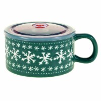 Holiday Home Green Snow Speckle Soup Mug Perspective: Main