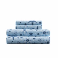 HD Designs Snowflake Flannel King Sheet Set - Blue/White Perspective: Main