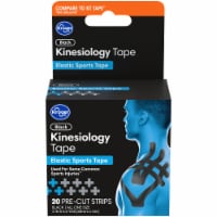 KT Tape Elastic Pre-Cut Strips Athletic Tape, Black - 20 count